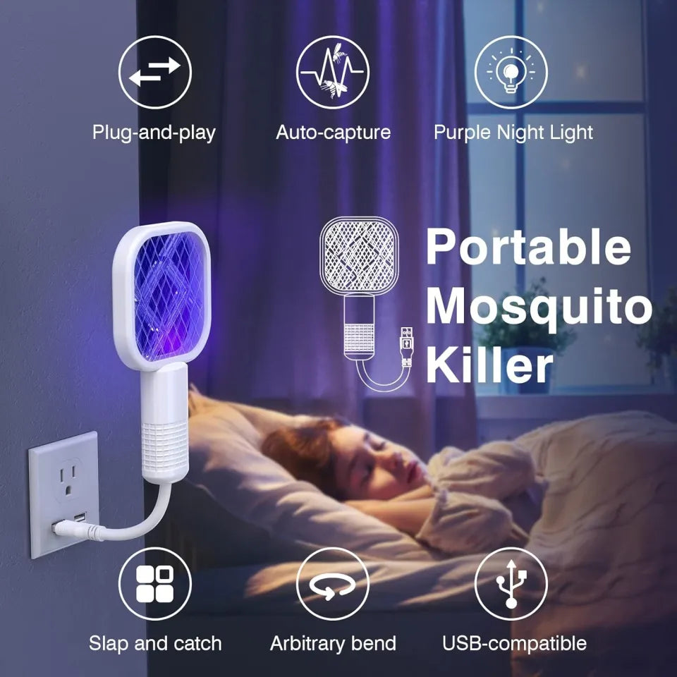 Mini Portable Mosquito Killer Lamp Bug Zapper Fly Bat Swatter Electric USB Mini Mosquito Swatter, Electric Insect Killer for Pest Control,Mosquito