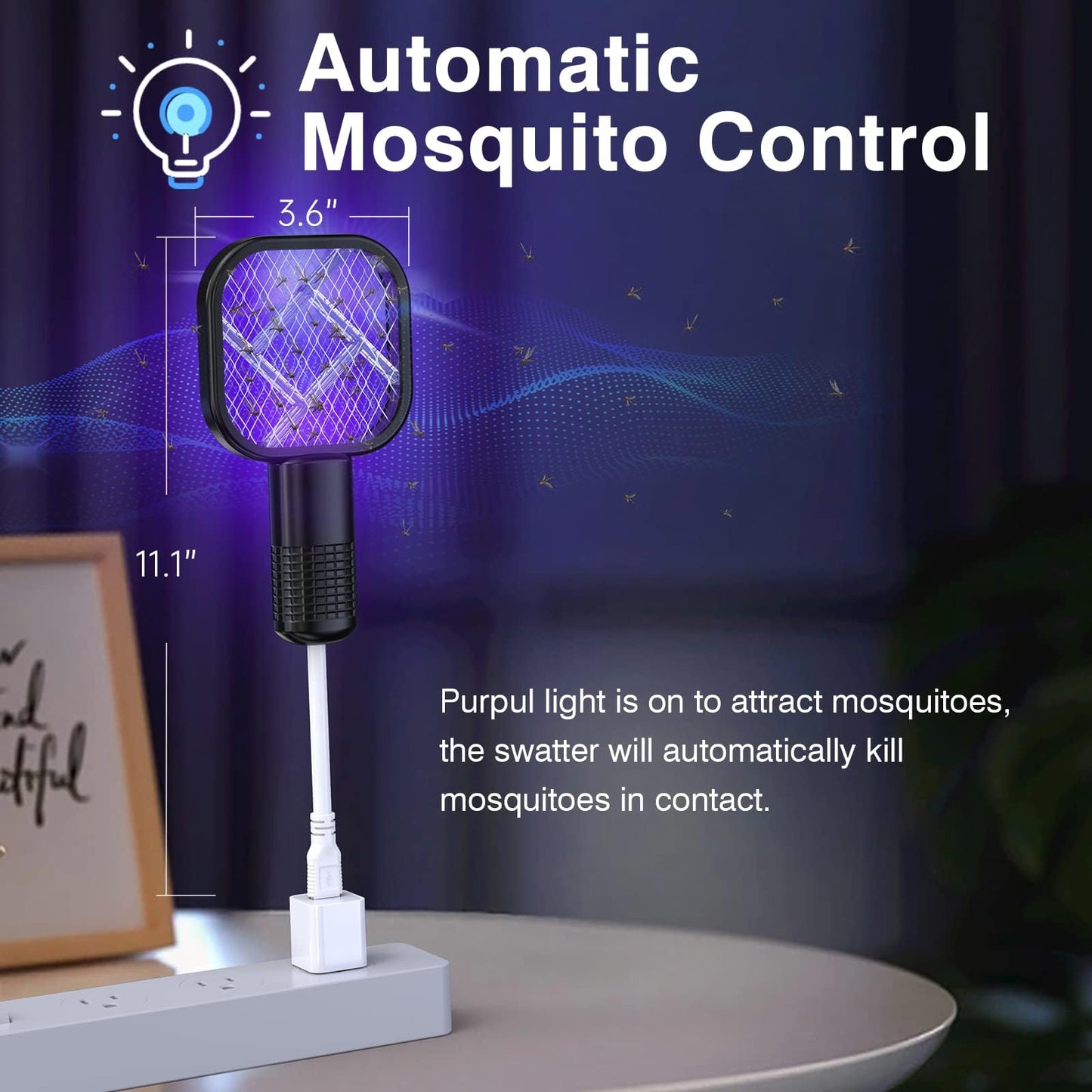 Mini Portable Mosquito Killer Lamp Bug Zapper Fly Bat Swatter Electric USB Mini Mosquito Swatter, Electric Insect Killer for Pest Control,Mosquito