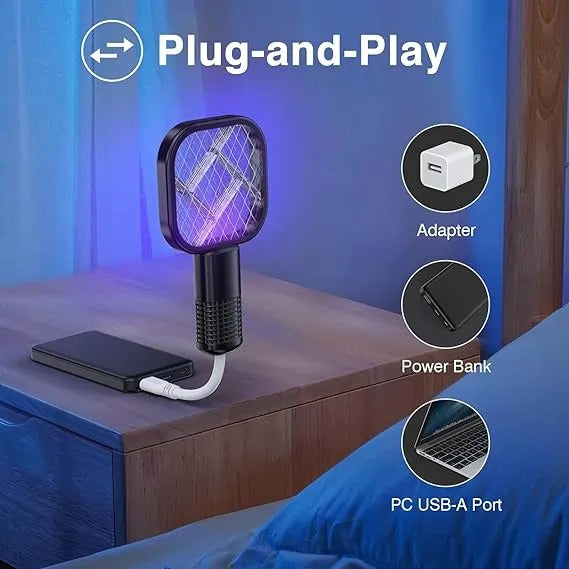 Mini Portable Mosquito Killer Lamp Bug Zapper Fly Bat Swatter Electric USB Mini Mosquito Swatter, Electric Insect Killer for Pest Control,Mosquito